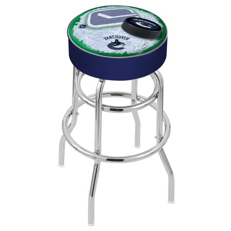Holland Bar Stool Co 30" Vancouver Canucks Cushion Seat, 2-Ring Chrome Swivel Bar Stool L7C130VanCan-D2